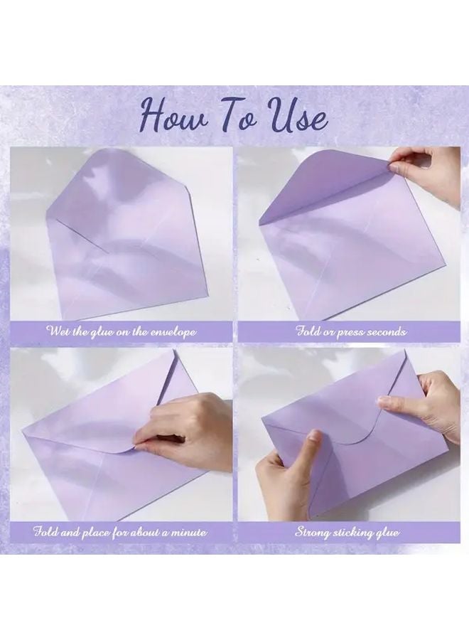 50pcs Lavender Envelopes Self Sealing Closure For Wedding Invitations DIY Crafts Gifts - Image 4